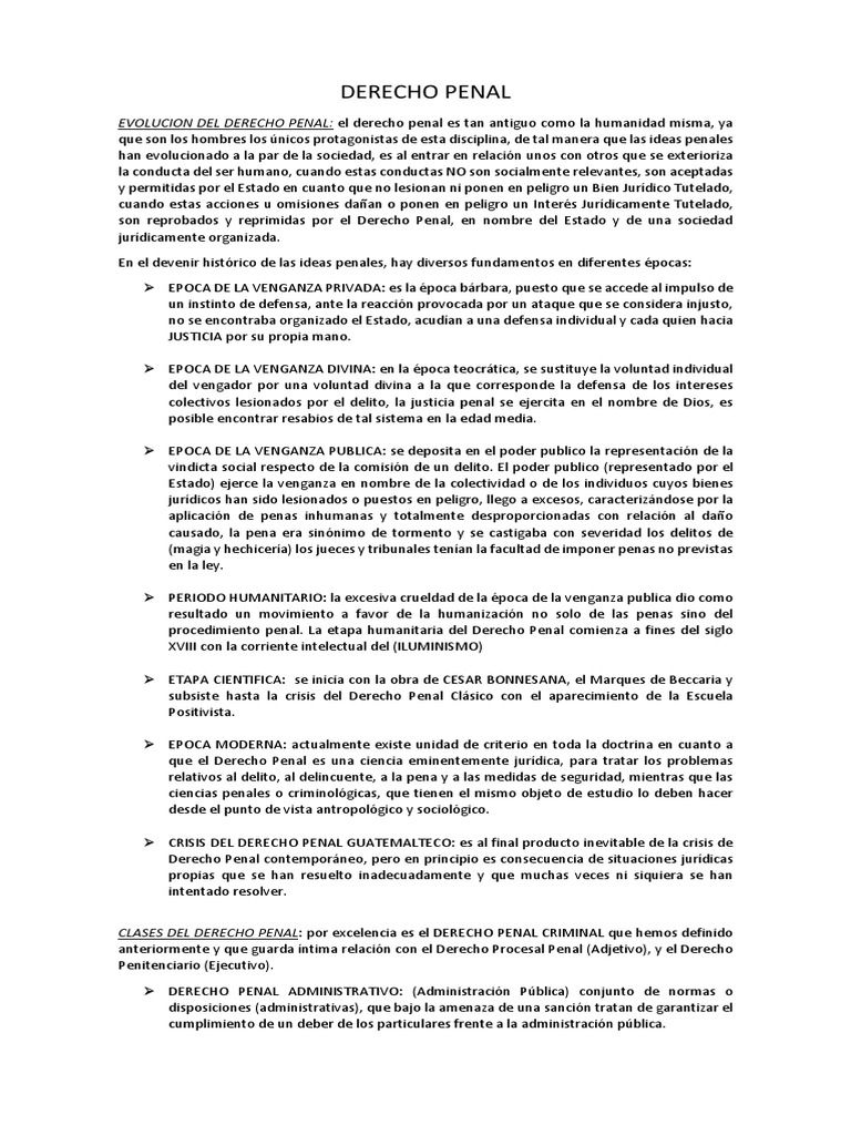Evolución y Clases del Derecho Penal | PDF | Derecho penal | Criminología