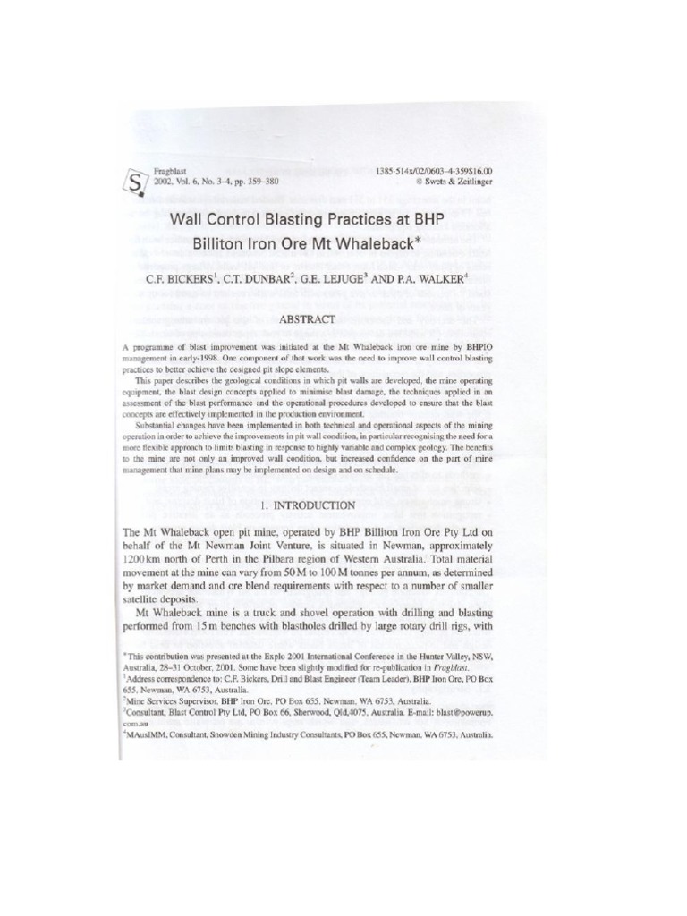 Wall Control Blasting Practices PDF