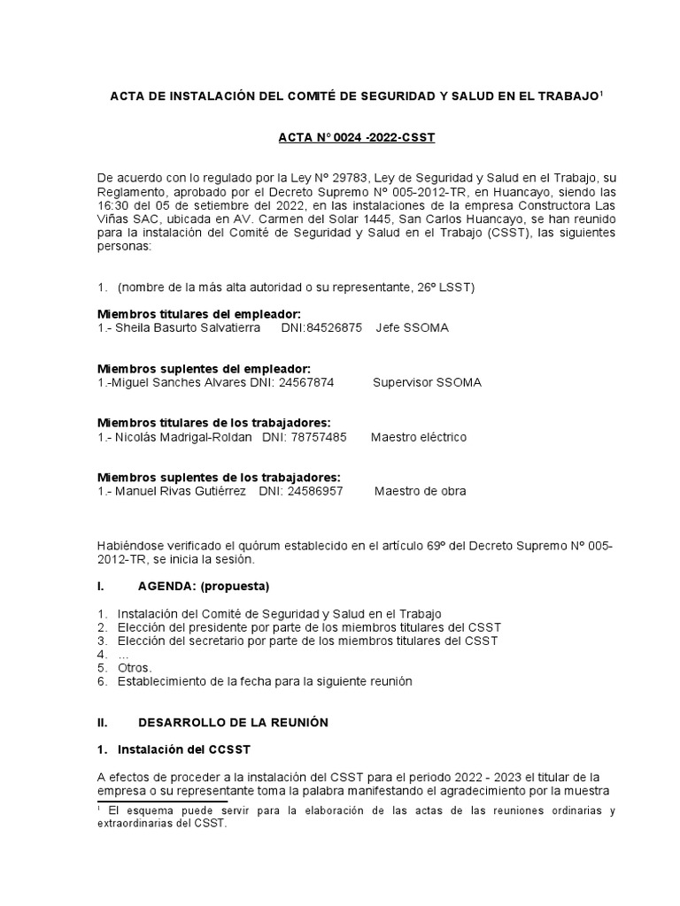 Acta de Instalación del CSST 2022 | PDF | Gobierno