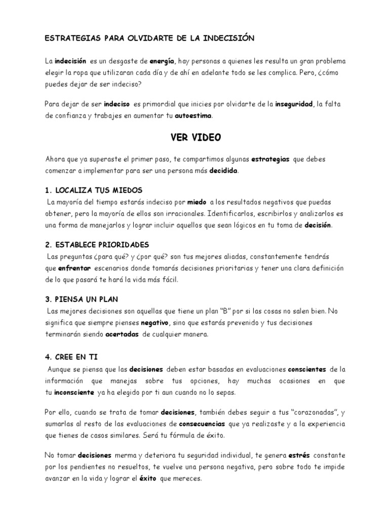 La Indecision | PDF