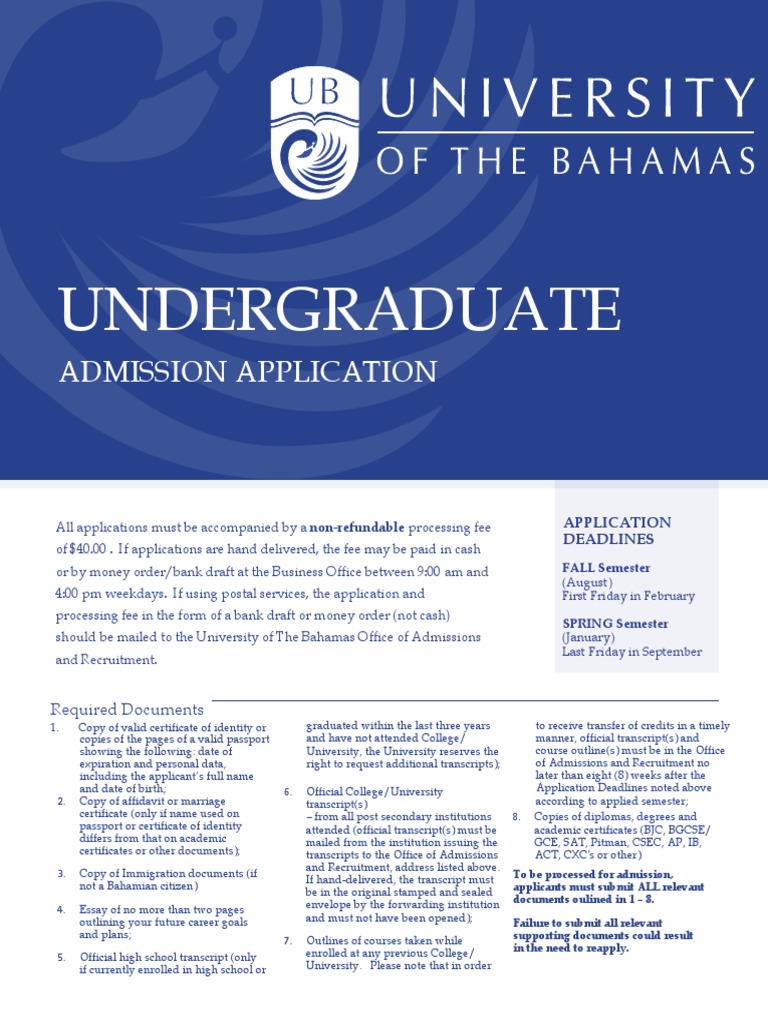 UB Admission Application Guidelines | PDF