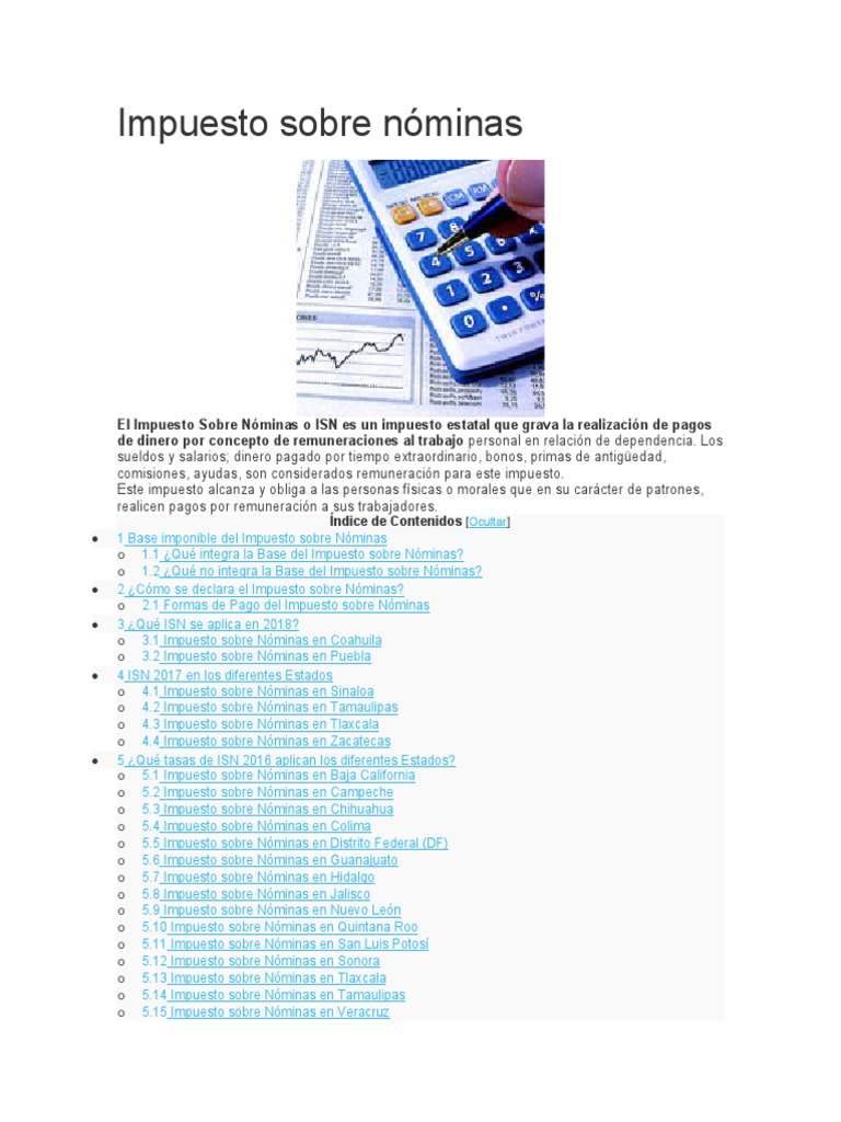 Impuesto sobre Nóminas en México 2024 | PDF | Impuestos | Jubilación