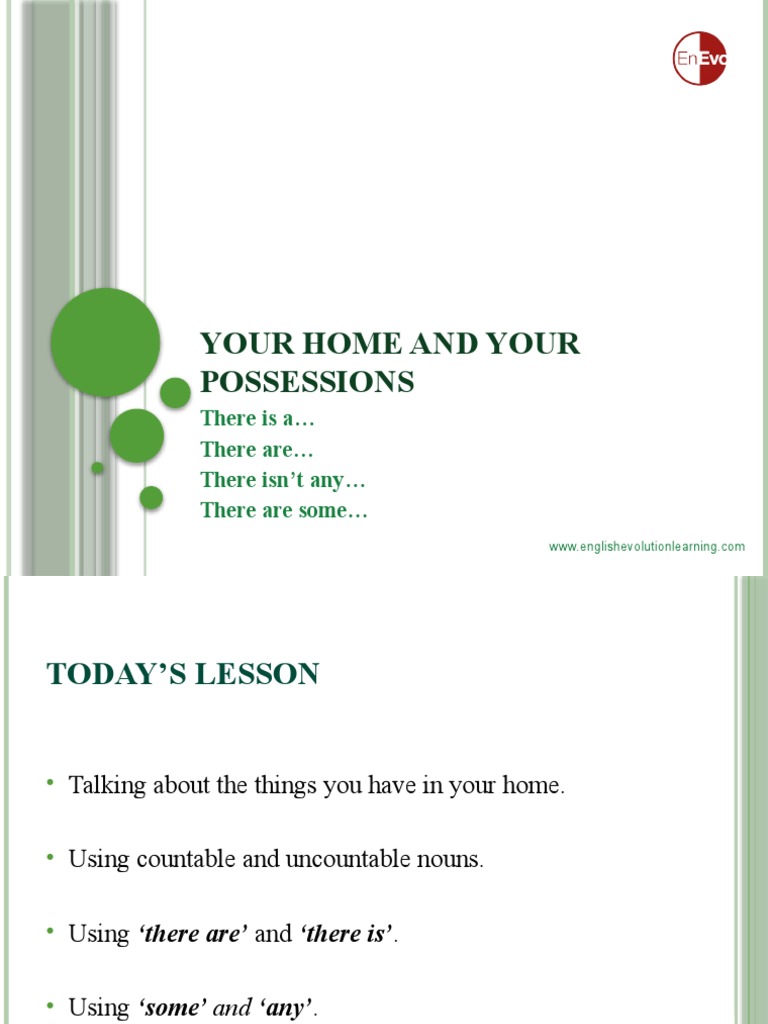 A1. Countable & Uncountable Nouns House & Home There is Are Some Any