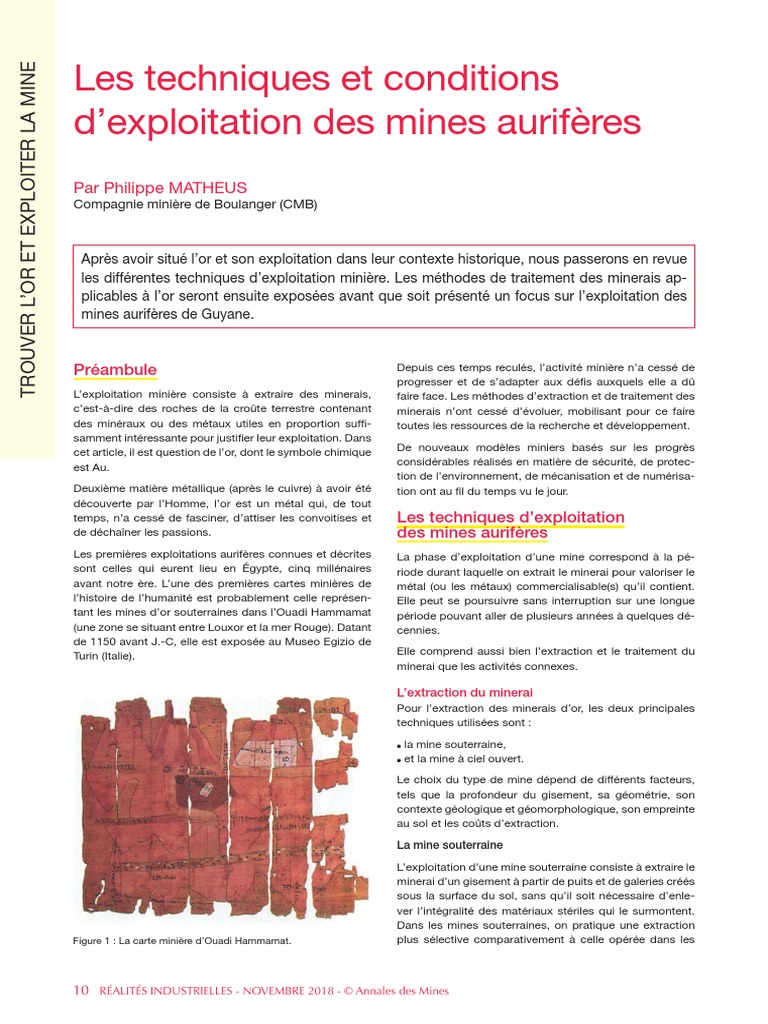 Techniques d'exploitation minière de l'or | PDF | Exploitation minière | Or