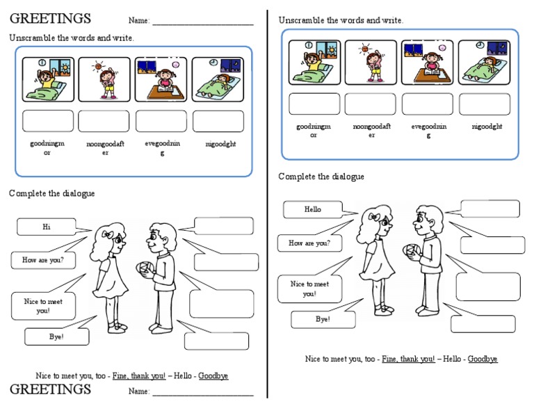 GREETINGS - Worksheet | PDF
