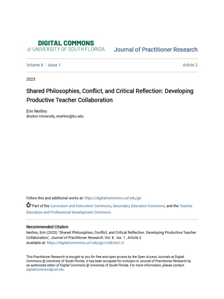 Productive Teacher Collaboration Insights | PDF | Teachers | Advanced ...
