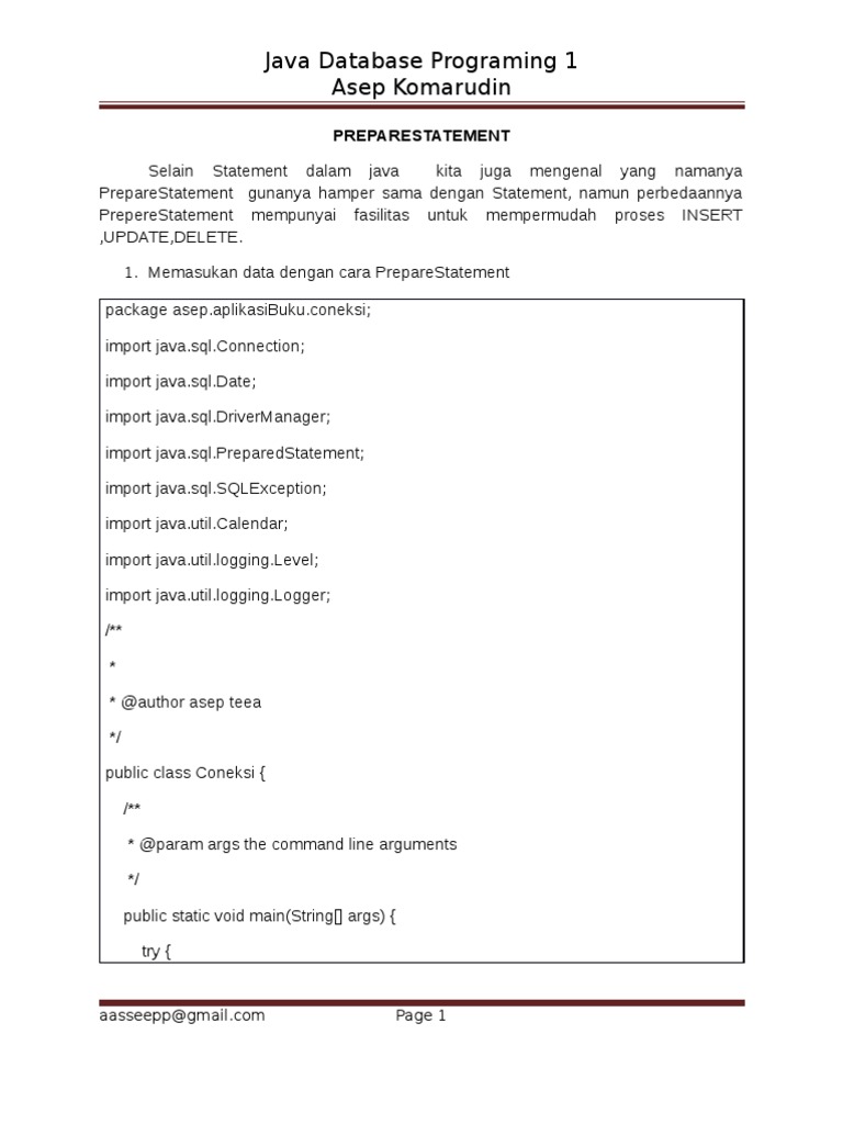 Java PrepareStatement Tutorial | PDF | Computers | Technology & Engineering