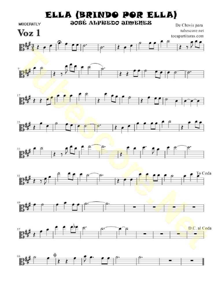 Ella (Brindo Por Ella) Jose Alfredo Jimenez Solo Partes para Duo