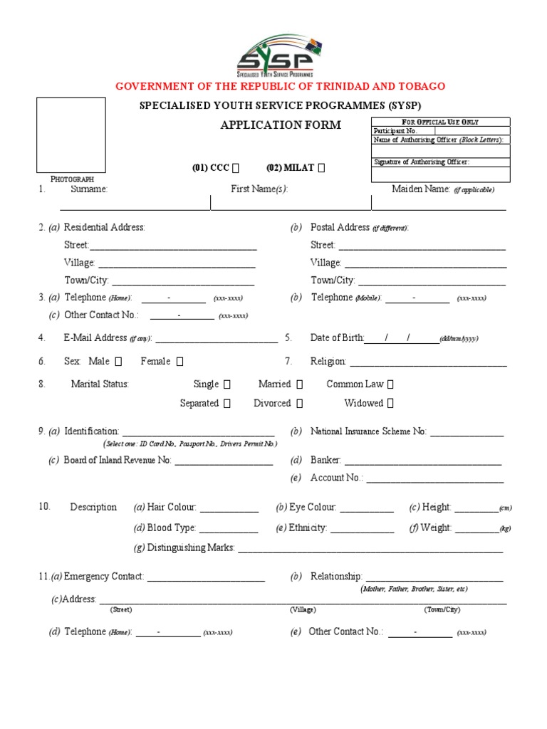 SYSP MiLAT Application Form | PDF | Identity Document
