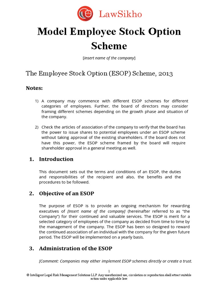 Sample ESOP Plan | PDF | Stocks | Trust Law