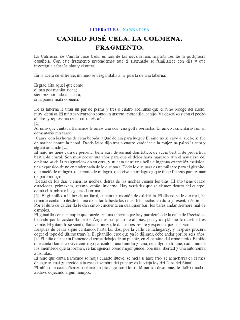 LITERATURA La Colmena 4º Eso | PDF