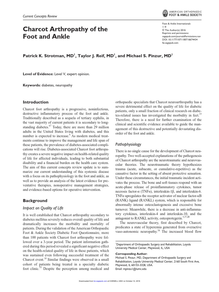 Charcot Arthropathy of The Foot and Ankle PDF Medicine Clinical