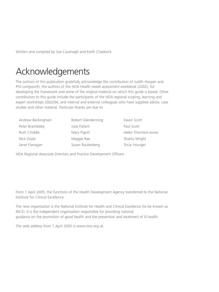 Health Needs Assessment Steps Pdf Needs Assessment Risk Management