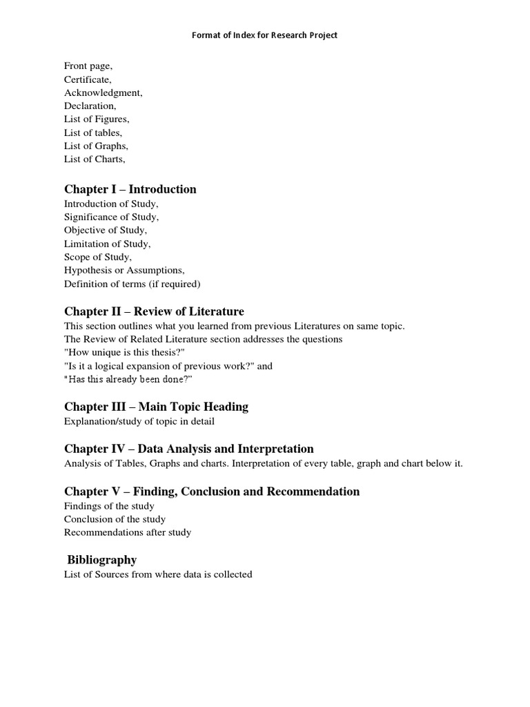 Research Project Index Format | PDF