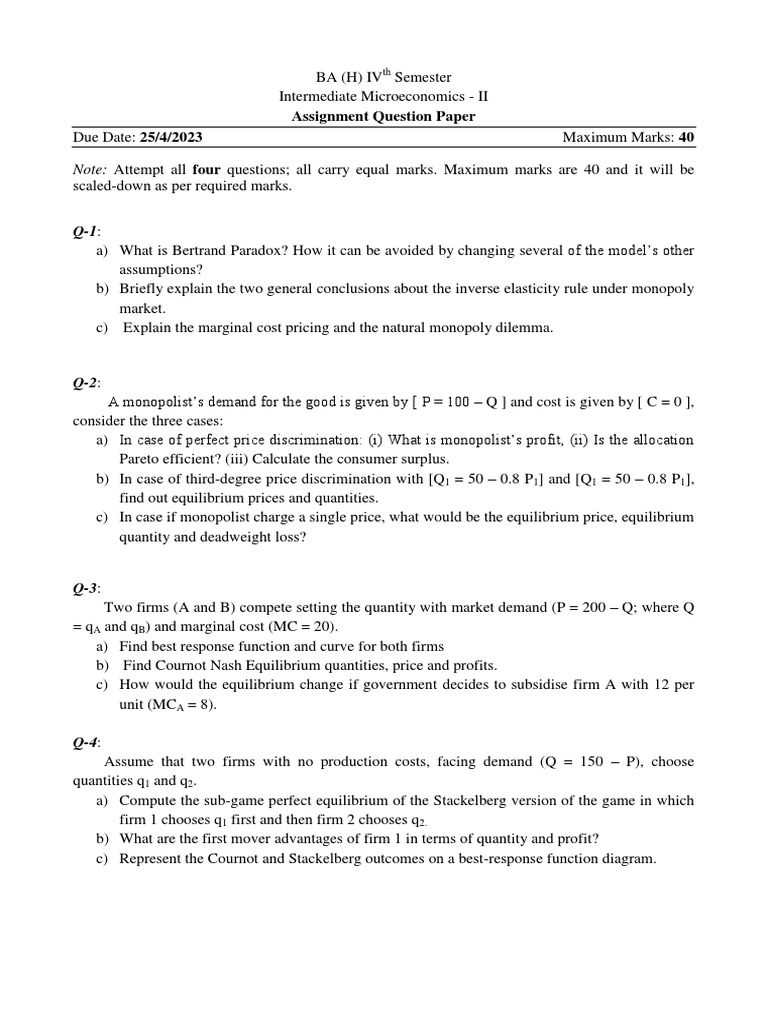 Intermediate Microeconomics Assignment | PDF | Computers