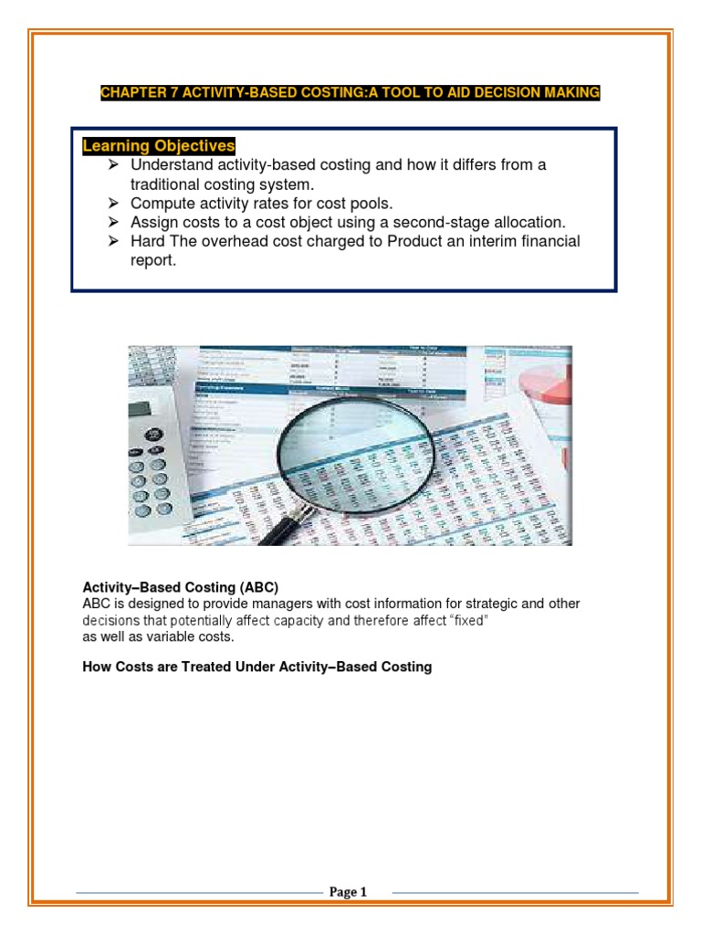 Chapter 7 - Activity-Based Costing - A Tool To Aid Decision Making ...