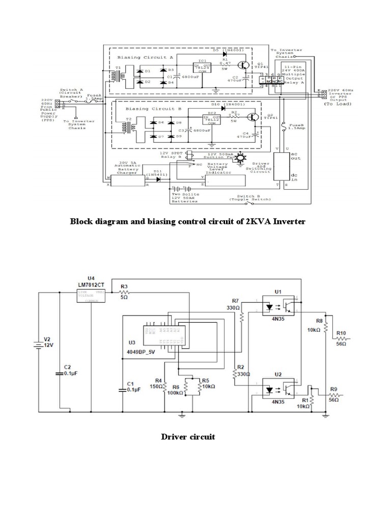 Block Diagram of 2KVA Inverter and Circuits of All Parts | PDF