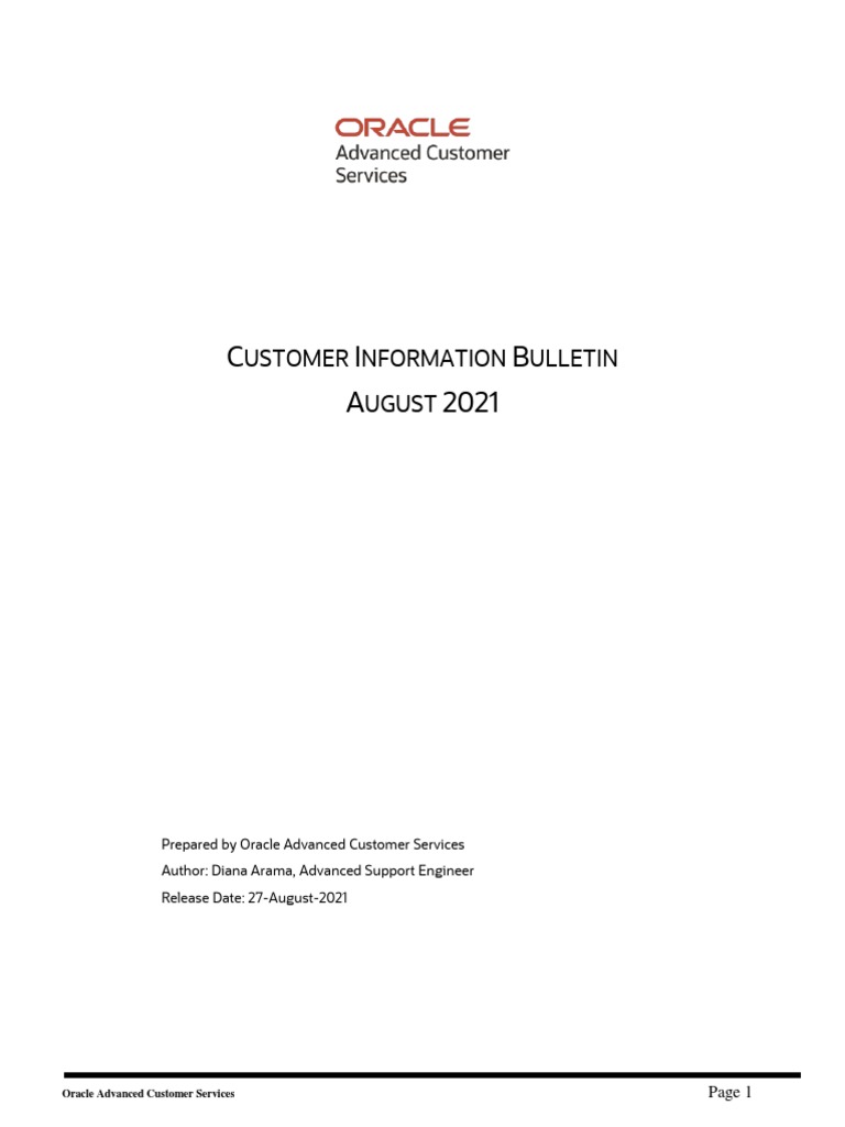 ACS Customer Info Bulletin August 2021 Download Free PDF Oracle
