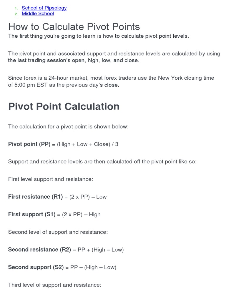 Calculating Pivot Points in Forex Trading | PDF | Business | Finance ...