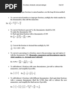 Unit 15, Percentage, Fraction and Decimal Studysheet