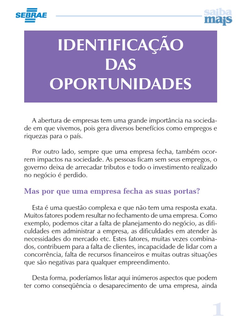 Identificando Oportunidades | PDF | Mercado (economia) | Tempo