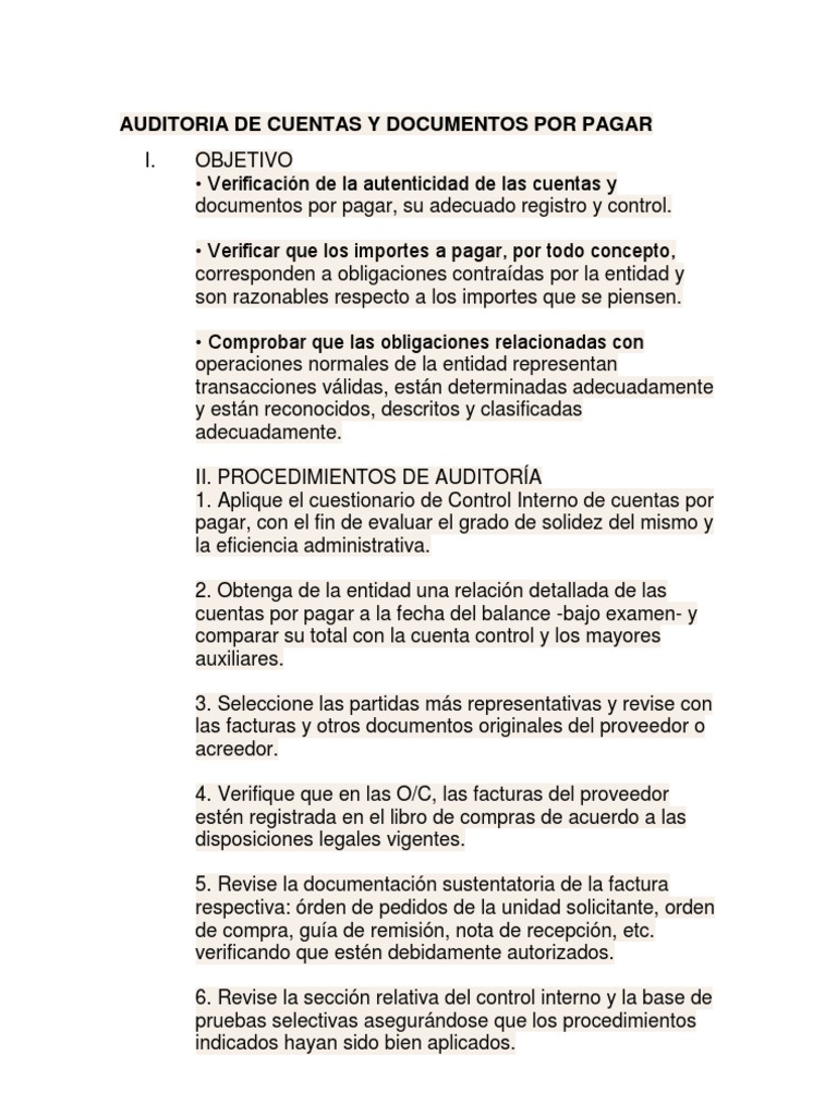 Auditoría de Cuentas por Pagar | PDF | Auditoría financiera | Contabilidad