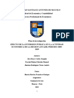 Efecto de La Inversion Publica en La Actividad Economica de La Region Ancash 2009 - 2019 Grupo 7