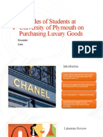 Attitudes of Students at University of Plymouth On Purchasing Luxury Goods