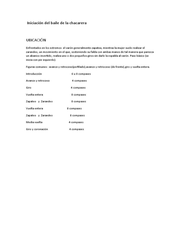 Coreografía Básica de la Chacarera | PDF