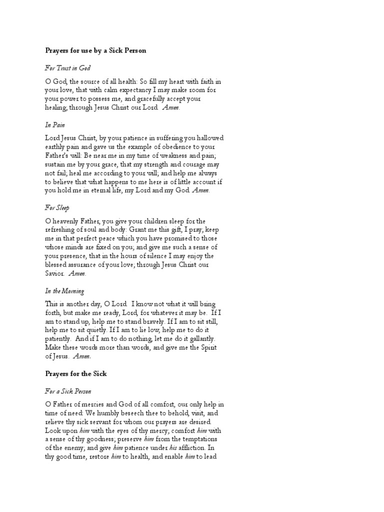 Prayers for Healing and Comfort | PDF | Jesus | Prayer