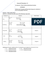 Activity Sheet For Gen Chem 1 Q1W3. Molecular and Emperical Formula