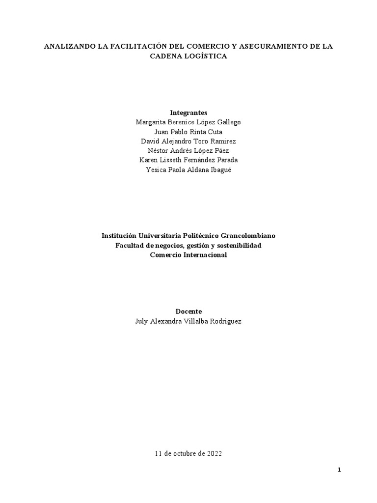 Entrega Final Comercio Internacional Pdf Aduana Exportaciones