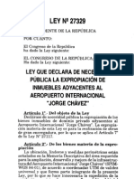 Ley 27329 de Expropiación de terrenos adyacentes al Aeropuerto