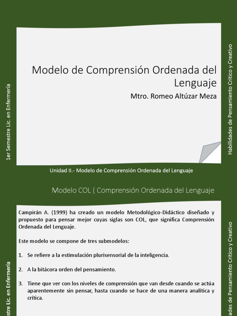 Modelo COL: Comprensión del Lenguaje | PDF | Pensamiento | Mente