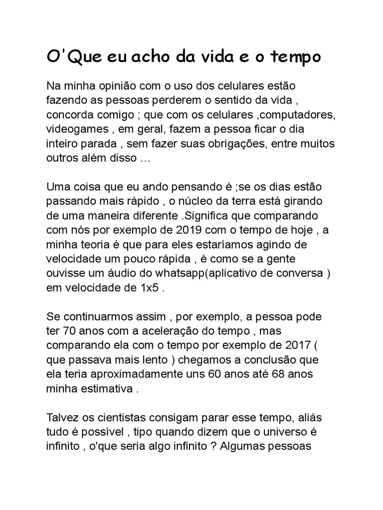 Reflexões sobre Vida e Tempo Moderno | PDF