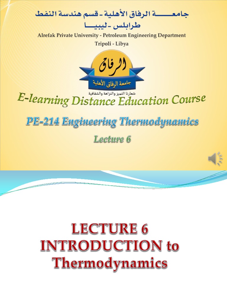 Thermodynamics Lecture 6 Pdf