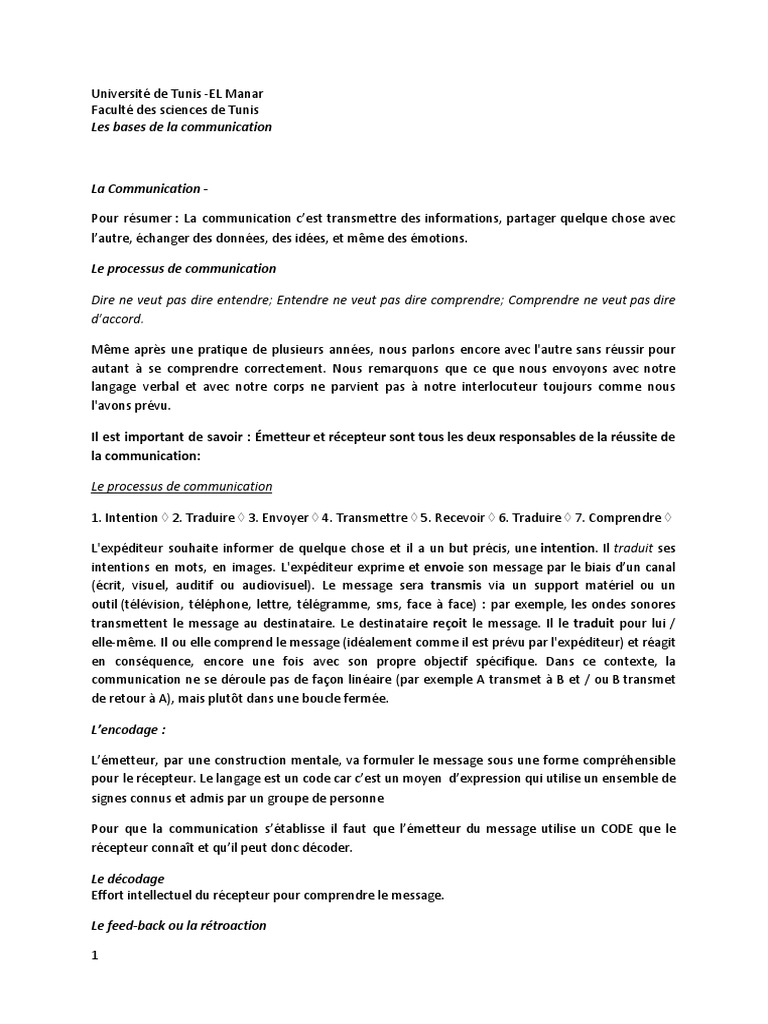 Bases de la communication efficace | PDF | la communication ...
