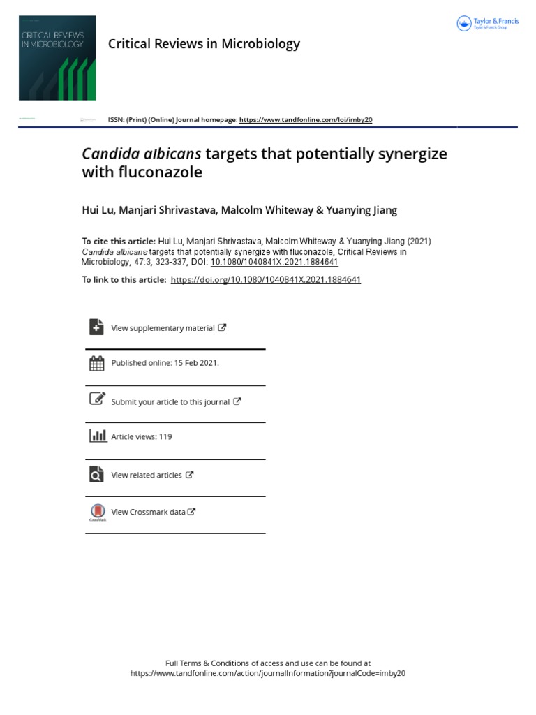 Targets That Potentially Synergize With Fluconazole Candida Albicans PDF Cell Cycle
