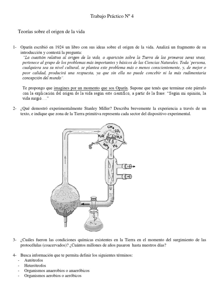 T P 4 Origen de La Vida | Descargar gratis PDF | Abiogénesis | Evolución