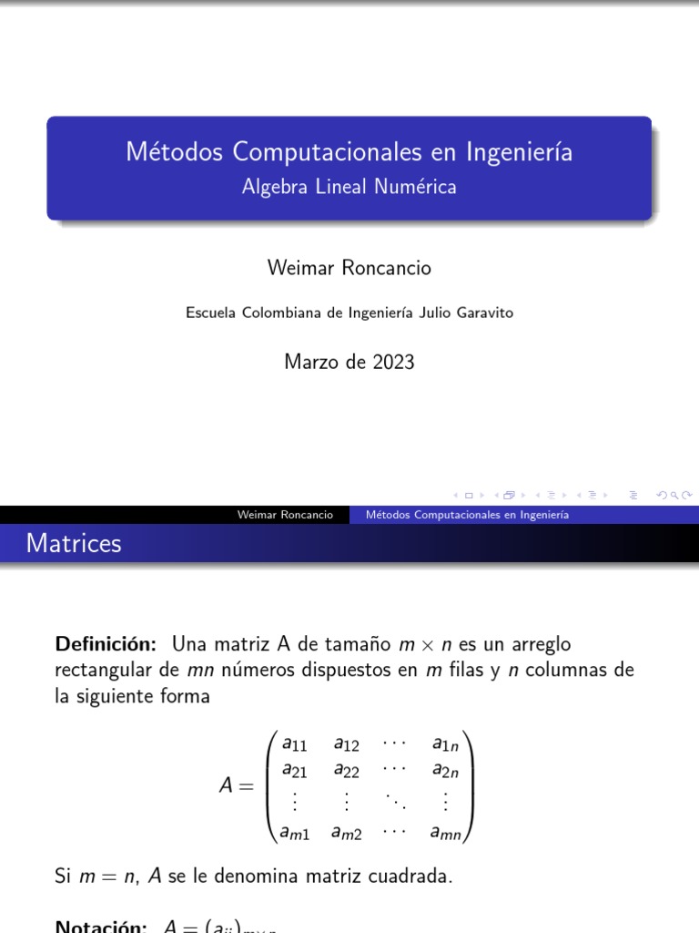 Algebra Lineal Numérica en Ingeniería | PDF | Matriz (Matemáticas ...