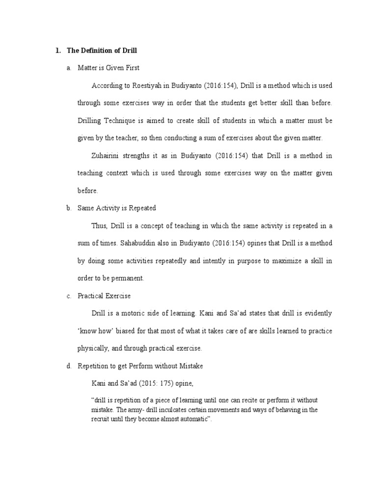 The Definition of Drill PDF Psychology Cognitive Psychology