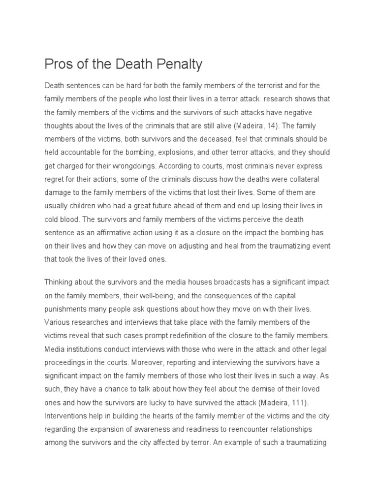 Pros and Cons of The Death Penalty | PDF