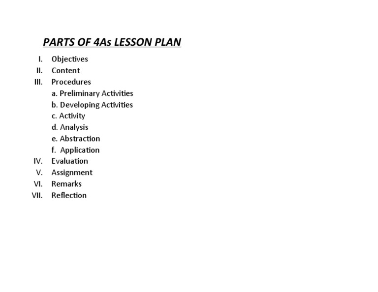 4As Lesson Plan Structure Components | PDF | Career & Growth