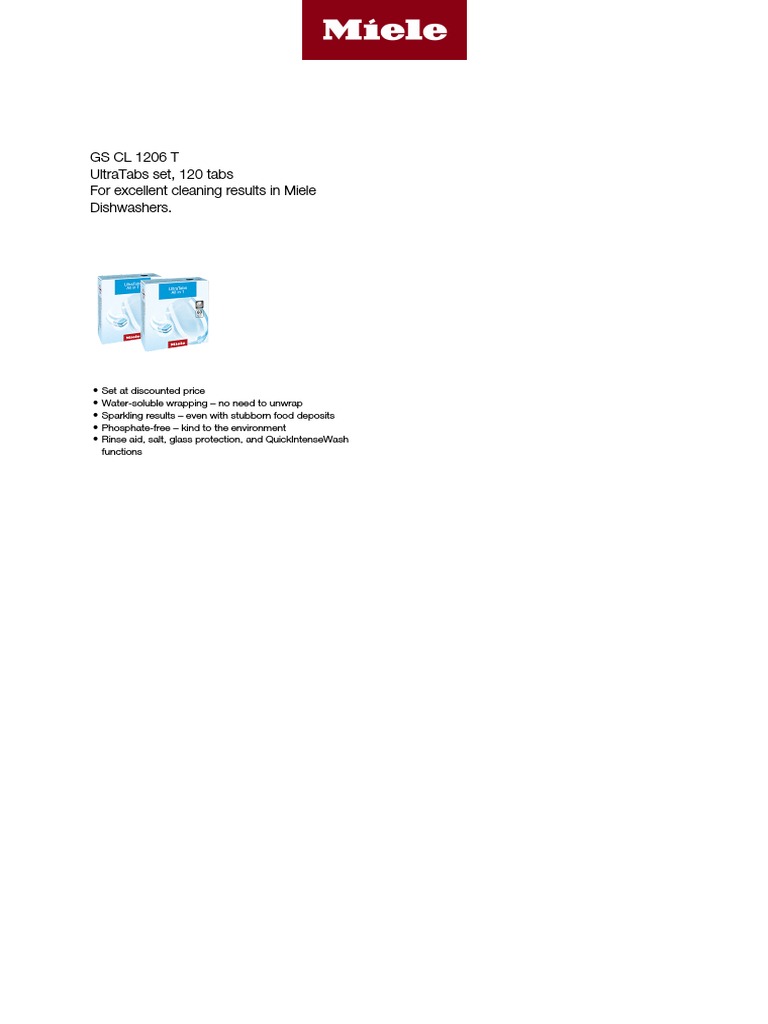 Ultratabs Set, 120 Tabs For Excellent Cleaning Results in Miele