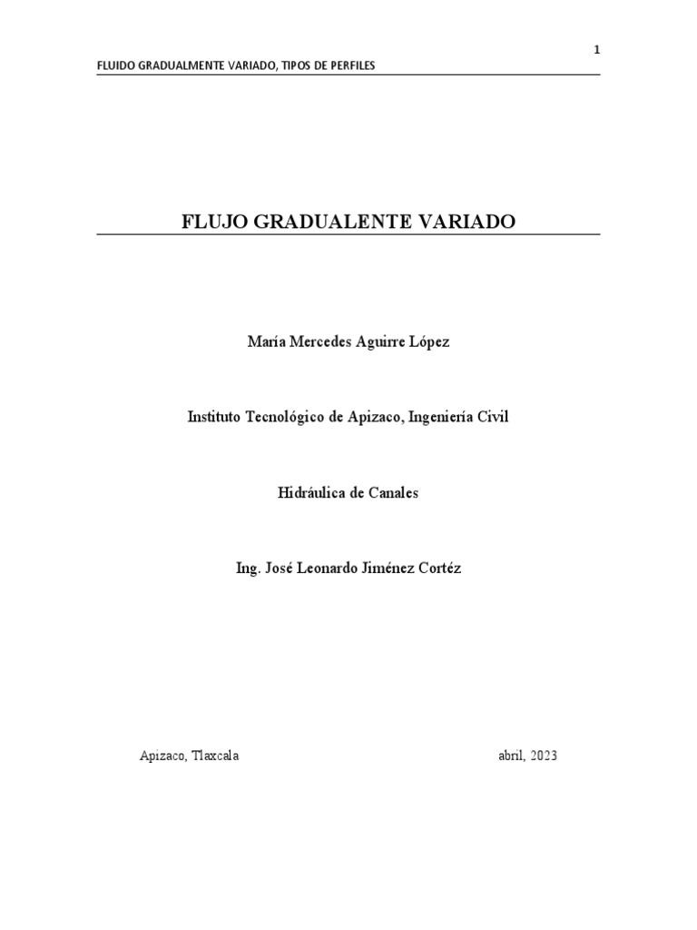 Perfiles de Flujo Gradualmente Variado | PDF