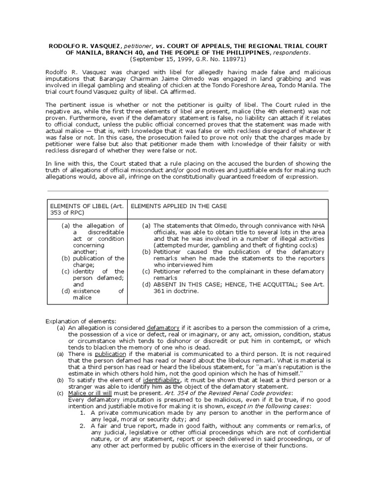 Vasquez v ca g r no 118971 case digest download free pdf