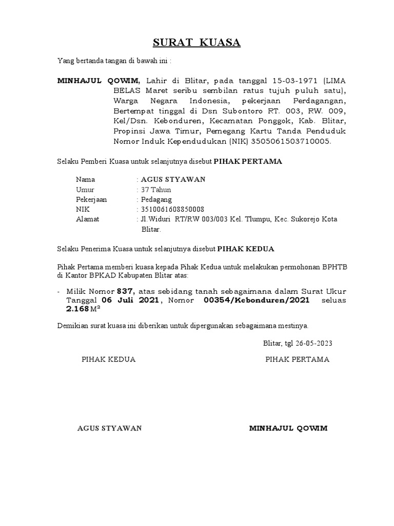 Surat Kuasa Bphtb Pdf