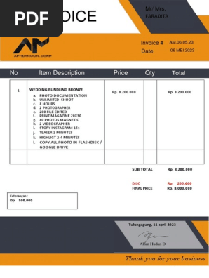 CONTOH INVOICE BISNIS JASA FOTOGRAFI
