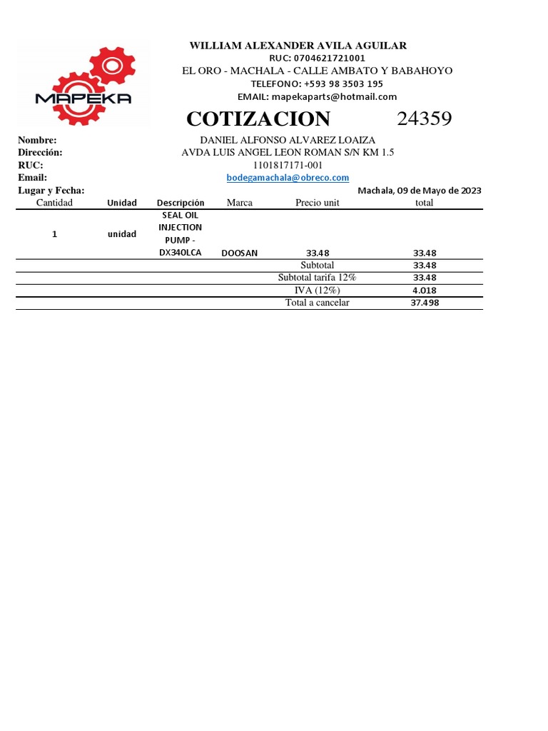 Cotizacion 24359 | PDF