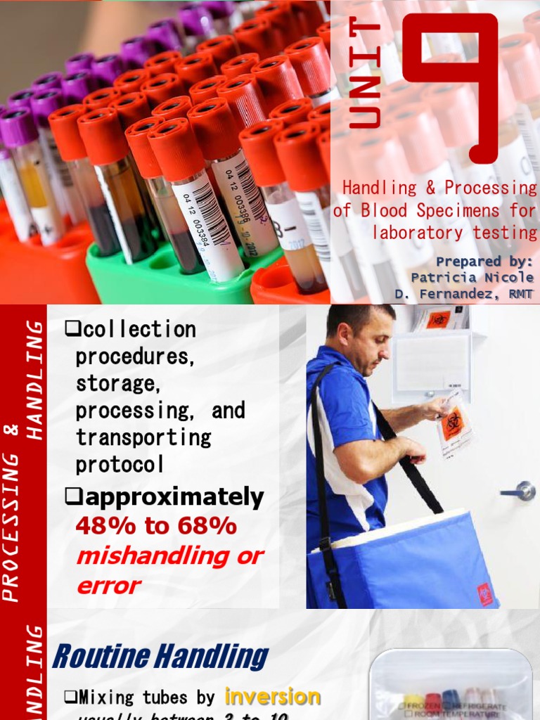 PMLS 2 Unit 9 Handling Processing of Blood Specimens For Laboratory